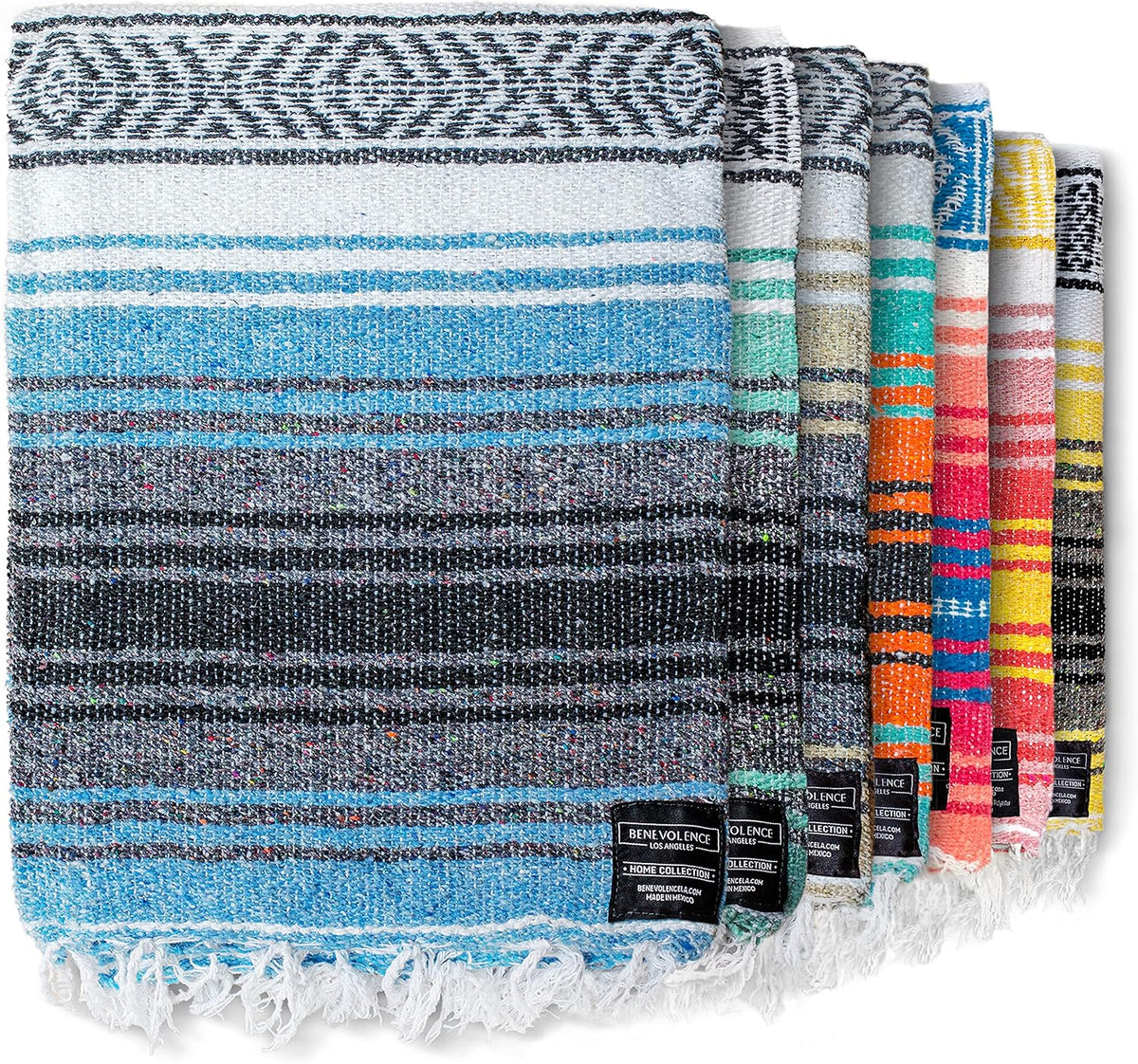 Authentic Mexican Blanket – Handwoven Falsa Serape Throw – Beach, Camping, Picnic & Yoga Blanket – Lightweight Cotton Throw for Outdoor & Home – Mandarin, 50x70 in
