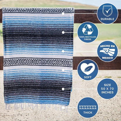 Authentic Mexican Blanket – Handwoven Falsa Serape Throw – Beach, Camping, Picnic & Yoga Blanket – Lightweight Cotton Throw for Outdoor & Home – Mandarin, 50x70 in