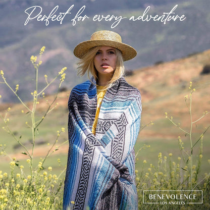 Authentic Mexican Blanket – Handwoven Falsa Serape Throw – Beach, Camping, Picnic & Yoga Blanket – Lightweight Cotton Throw for Outdoor & Home – Mandarin, 50x70 in