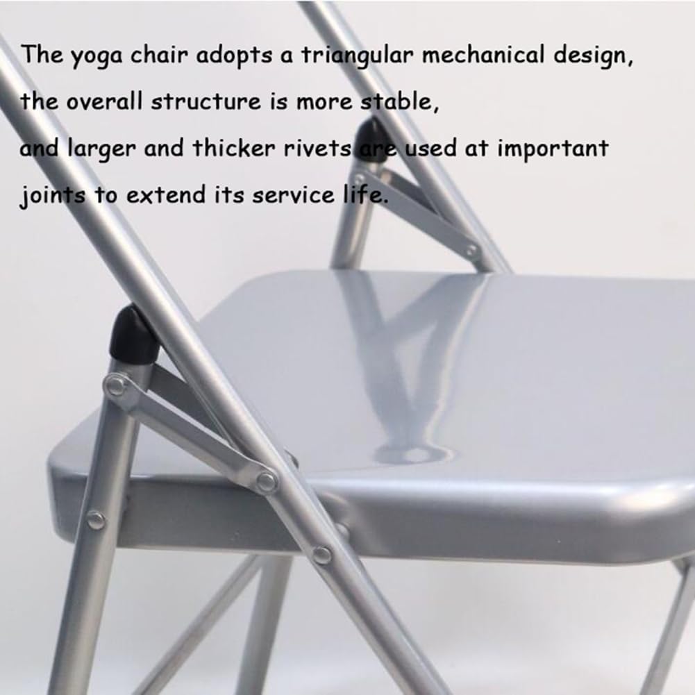 Iyengar Yoga Chair Backless Chair for Yoga Practice Metal Yoga Assist Chair Foldable Yoga Auxiliary Chair for Deepening Yoga Practice