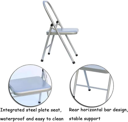 Iyengar Yoga Chair Backless Chair for Yoga Practice Metal Yoga Assist Chair Foldable Yoga Auxiliary Chair for Deepening Yoga Practice