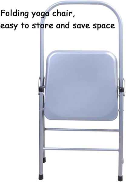 Iyengar Yoga Chair Backless Chair for Yoga Practice Metal Yoga Assist Chair Foldable Yoga Auxiliary Chair for Deepening Yoga Practice