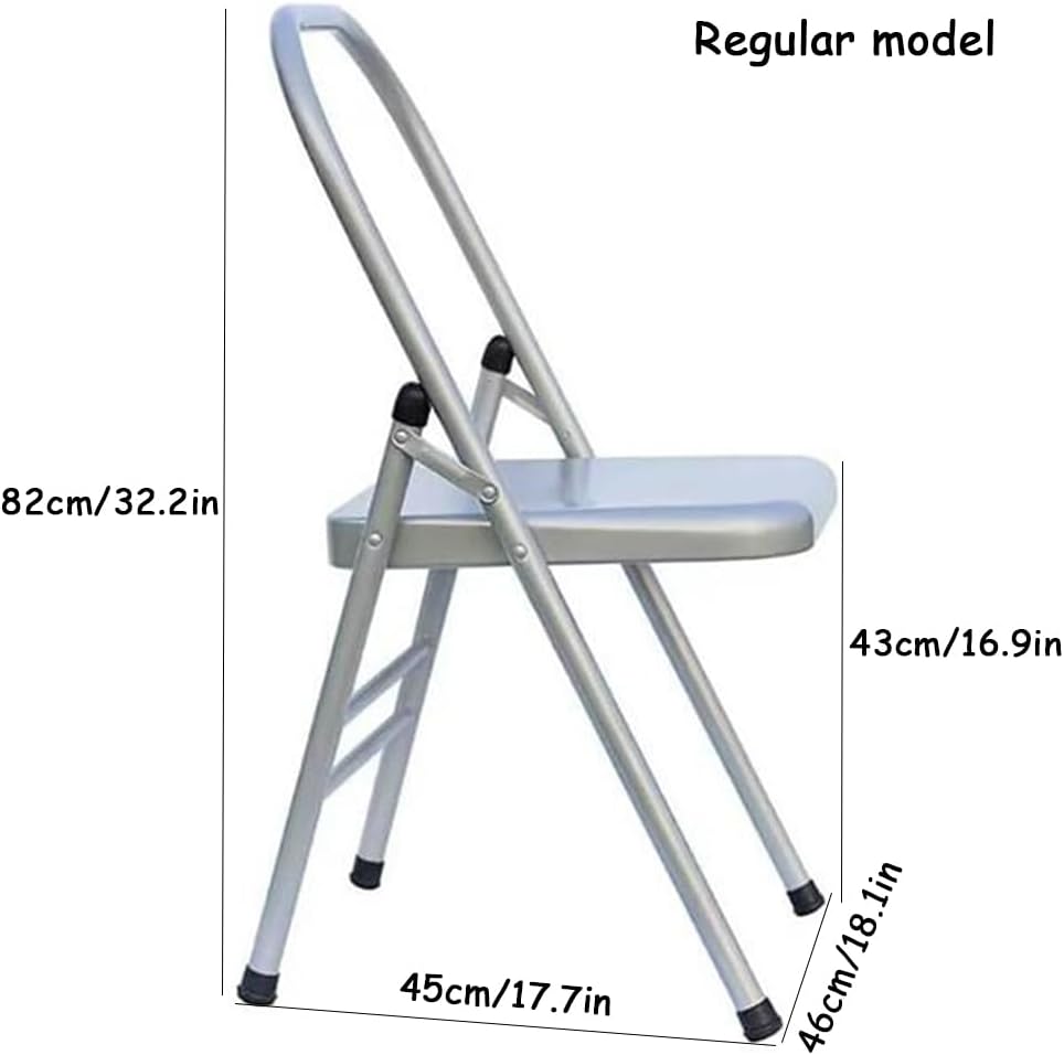 Iyengar Yoga Chair Backless Chair for Yoga Practice Metal Yoga Assist Chair Foldable Yoga Auxiliary Chair for Deepening Yoga Practice