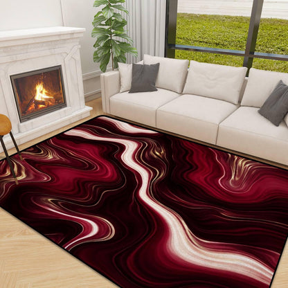 Red Black Gold Marble Decor Art Rugs Soft Non-Slip Indoor Outdoor Living Room Bedroom Kids Room Modern Home Decor Carpet Mat Yoga Mat Runner Rugs Doormat, 71x106inch(180x270cm)