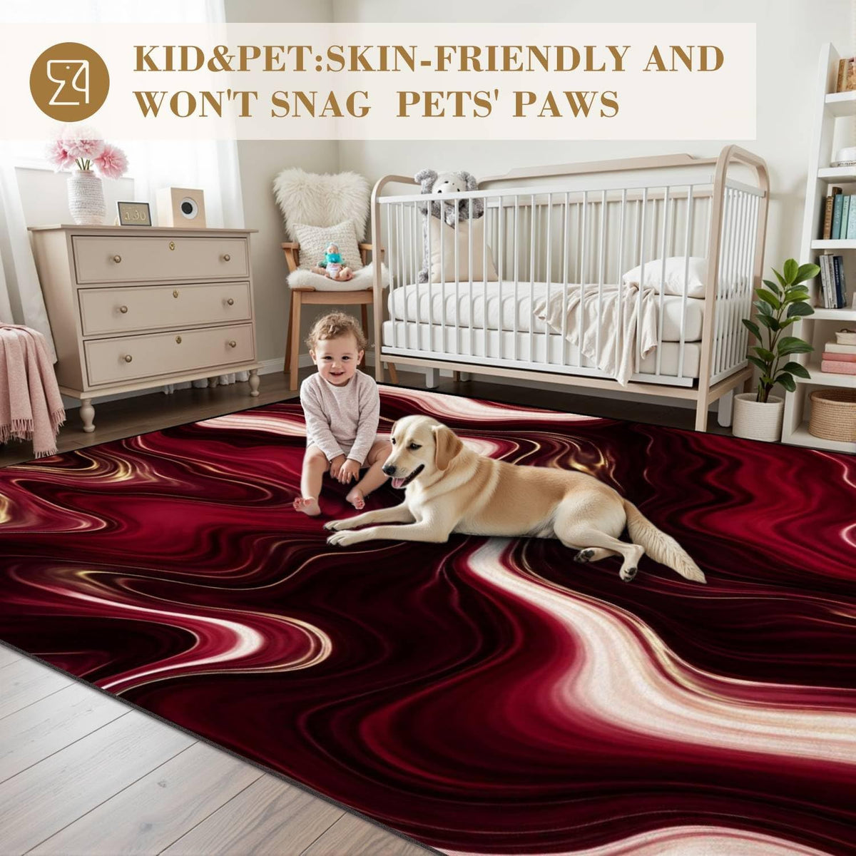 Red Black Gold Marble Decor Art Rugs Soft Non-Slip Indoor Outdoor Living Room Bedroom Kids Room Modern Home Decor Carpet Mat Yoga Mat Runner Rugs Doormat, 71x106inch(180x270cm)