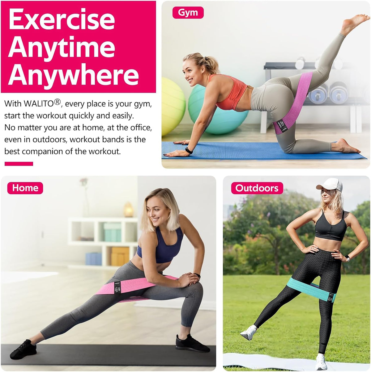Fabric Resistance Bands for Working Out, Exercise Bands for Glutes and Legs