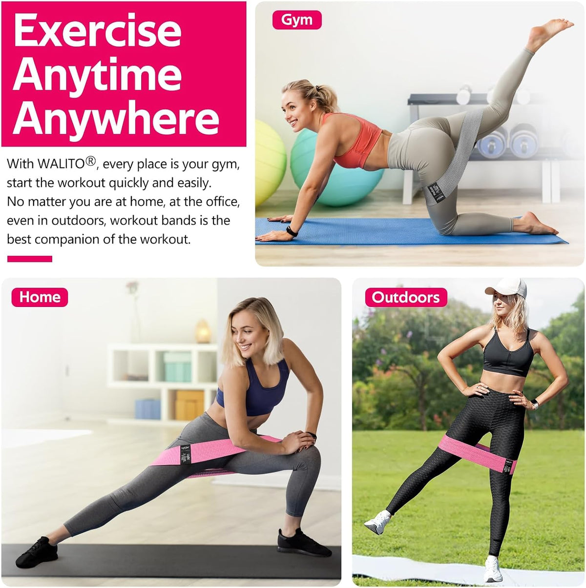 Fabric Resistance Bands for Working Out, Exercise Bands for Glutes and Legs
