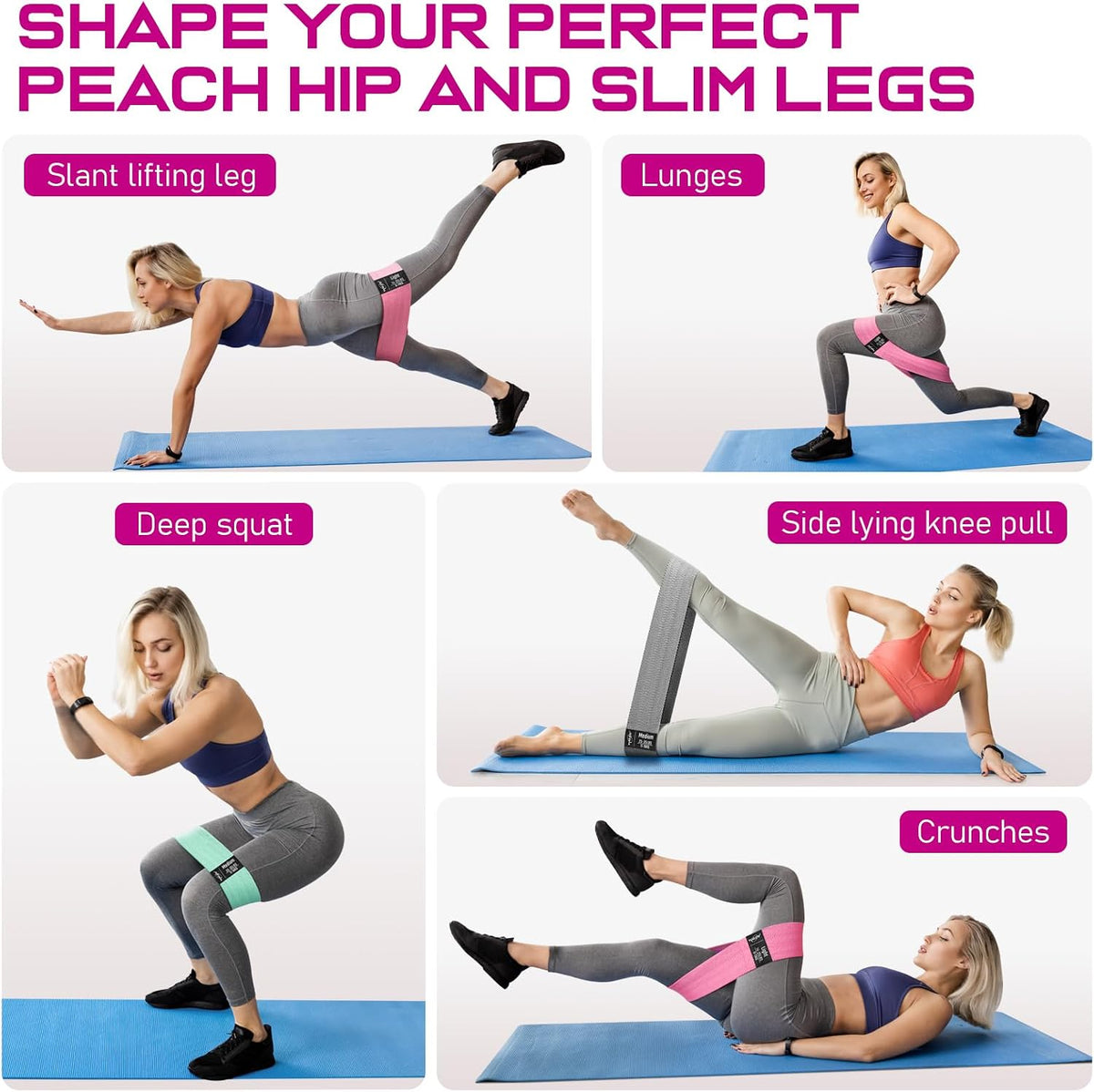 Fabric Resistance Bands for Working Out, Exercise Bands for Glutes and Legs