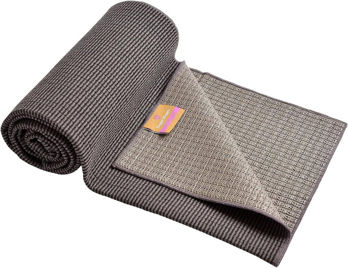 Yoga Towel - Graphite - Soft, Absorbent, Fast Drying, Non-Slip Backing, use by iteself or Over a Yoga mat, hot Yoga, Helps with Slippery Hands and feet