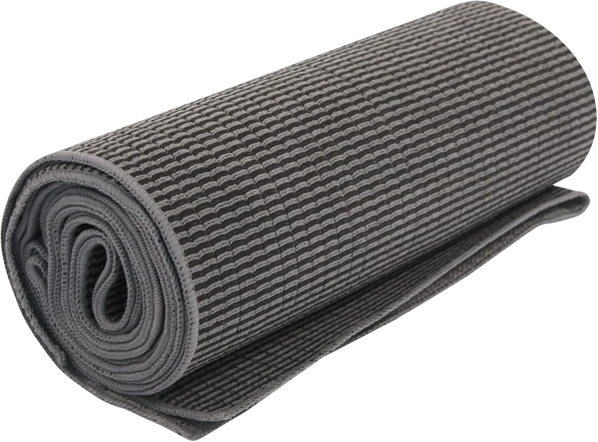 Yoga Towel - Graphite - Soft, Absorbent, Fast Drying, Non-Slip Backing, use by iteself or Over a Yoga mat, hot Yoga, Helps with Slippery Hands and feet