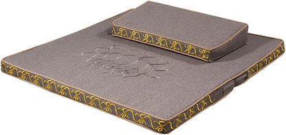 Portable Foldable Meditation Cushion Mat Set with Washable Cotton Linen Cover, Larger Thick Yoga Mat Bolster Floor Pillows Seating for Adults Meditation Accessories yellow-60cm