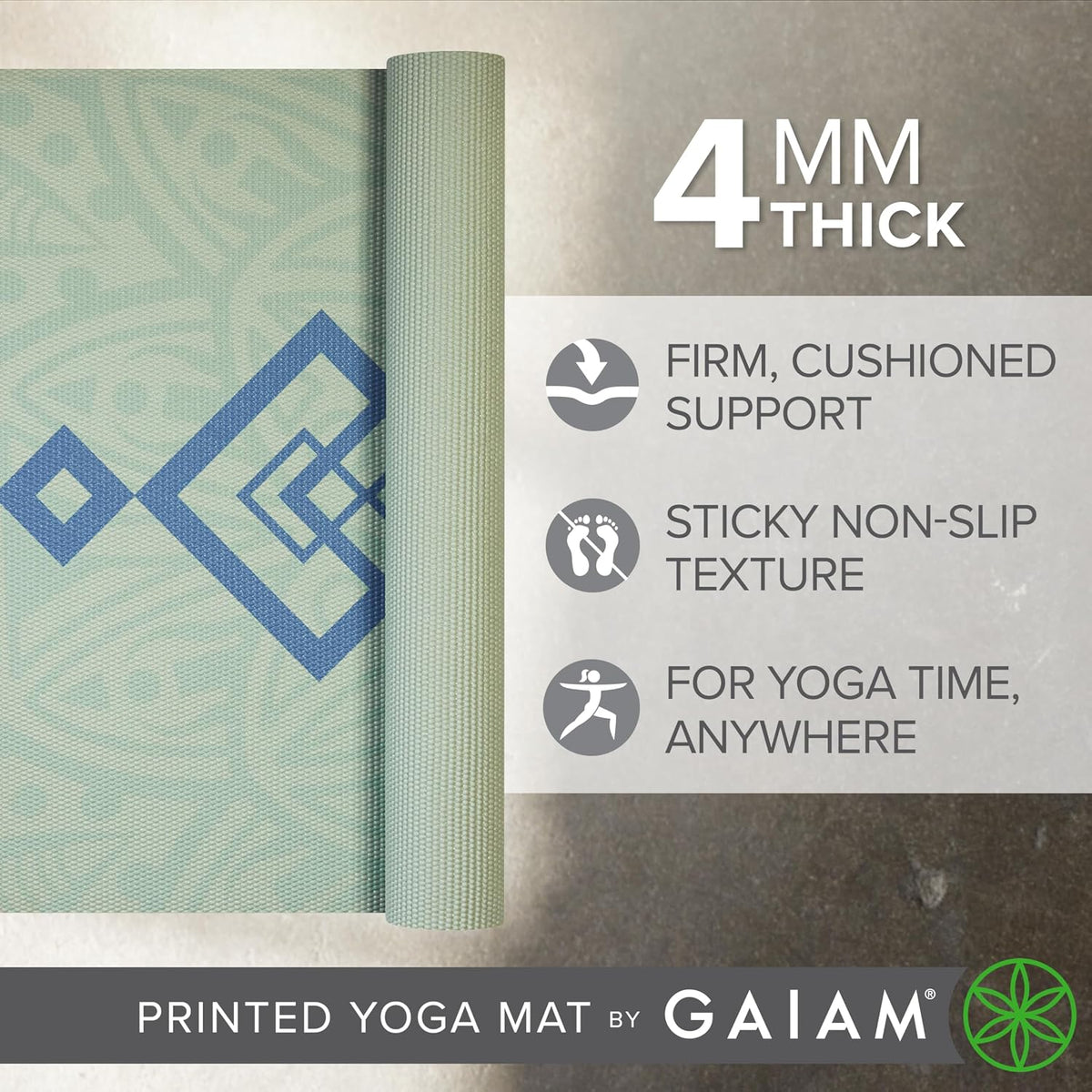 Yoga Mat Classic Print, 4mm Non-Slip Mat