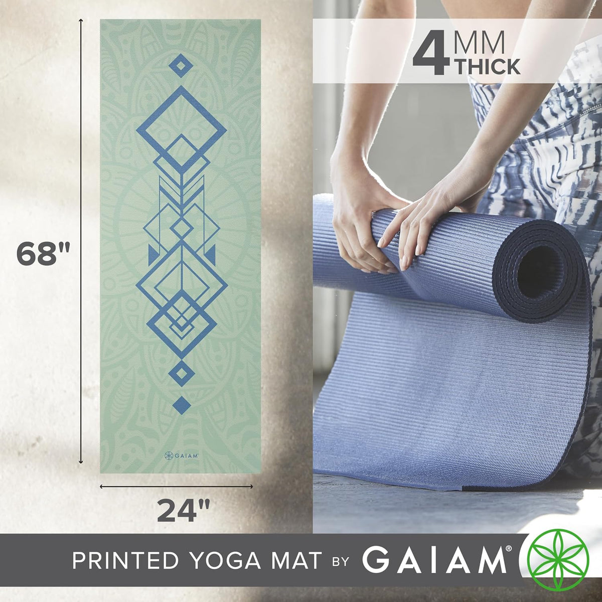 Yoga Mat Classic Print, 4mm Non-Slip Mat