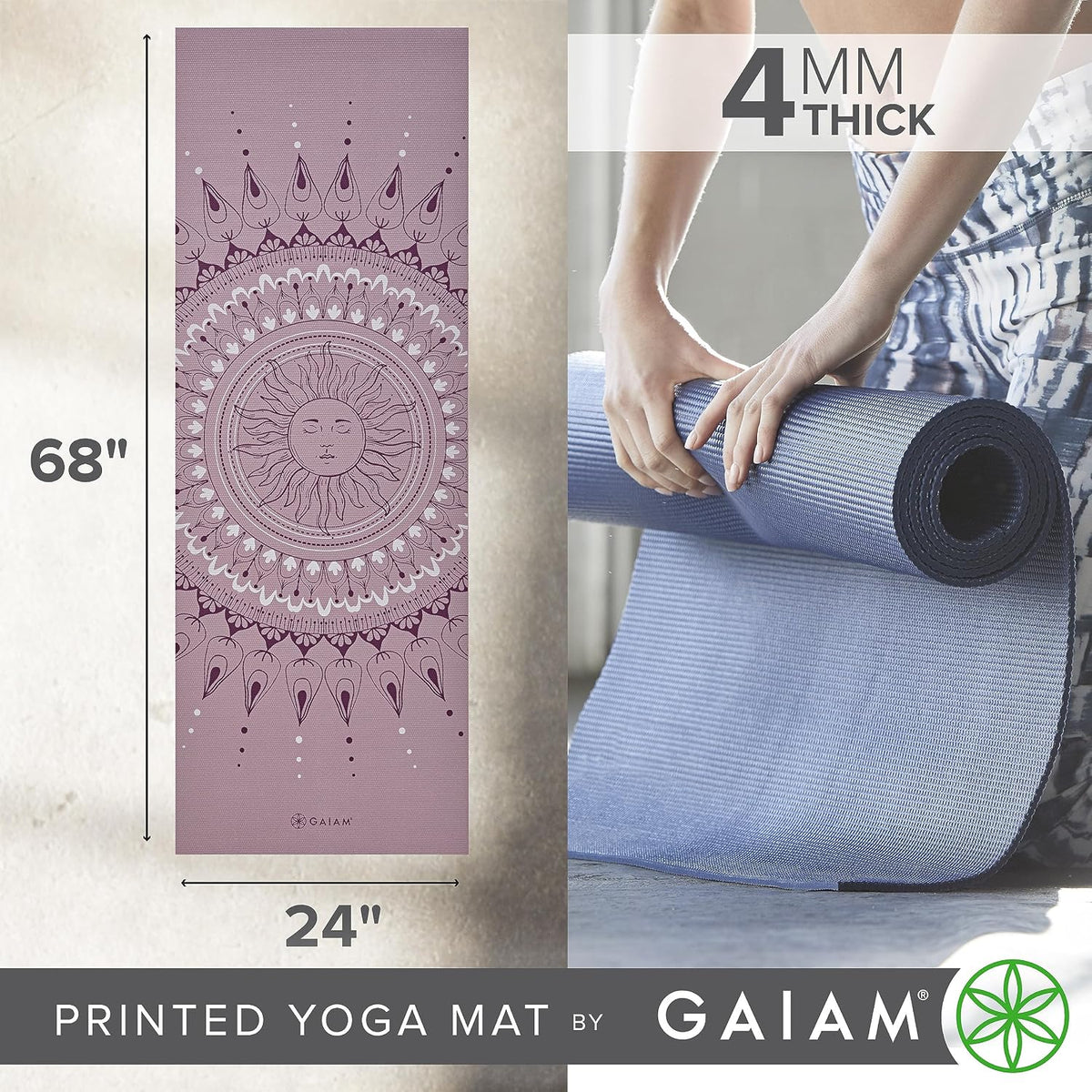 Yoga Mat Classic Print, 4mm Non-Slip Mat