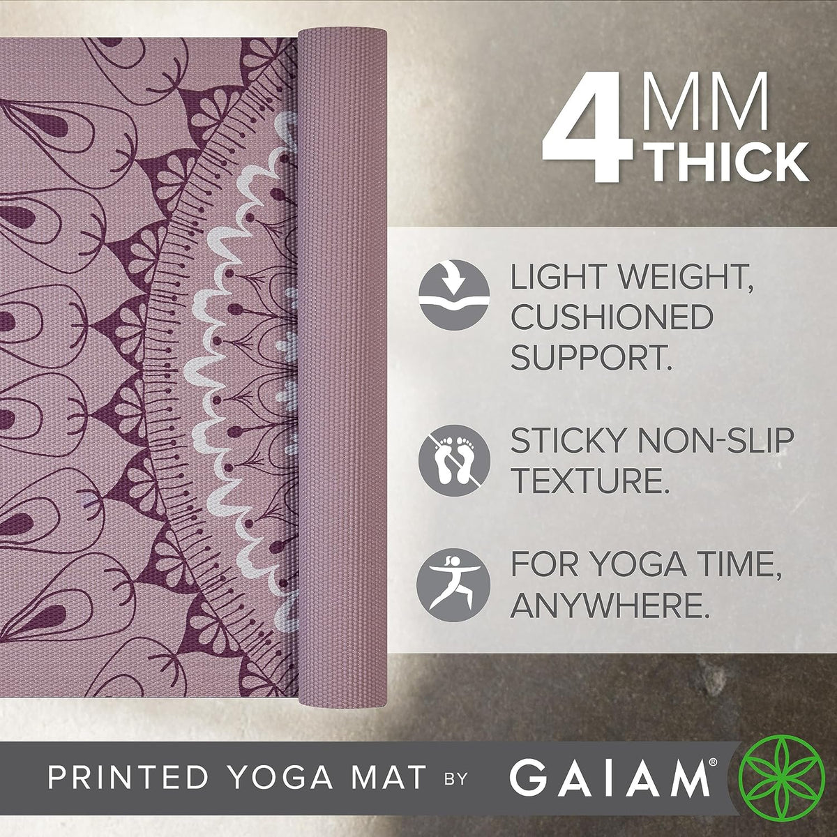 Yoga Mat Classic Print, 4mm Non-Slip Mat