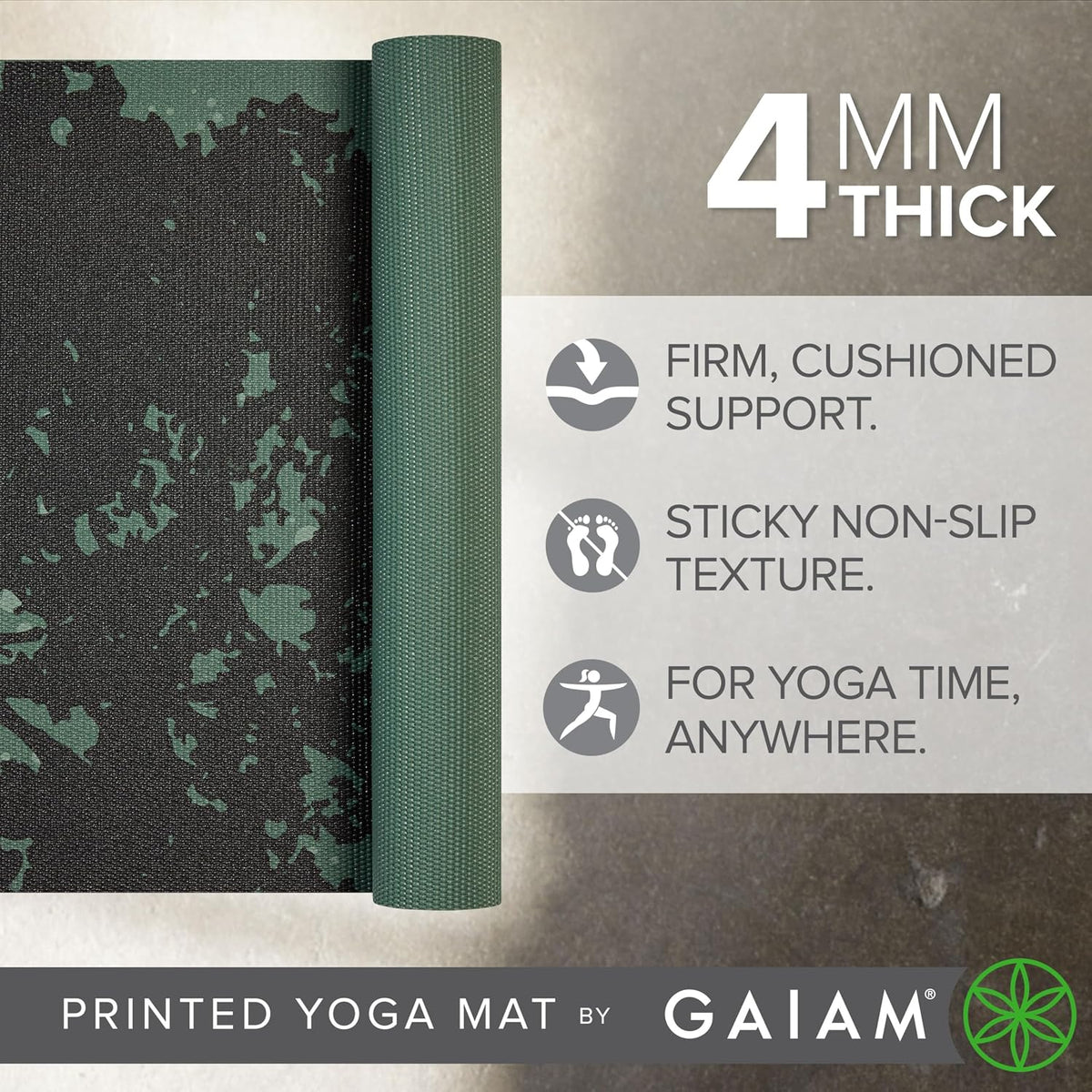 Yoga Mat Classic Print, 4mm Non-Slip Mat