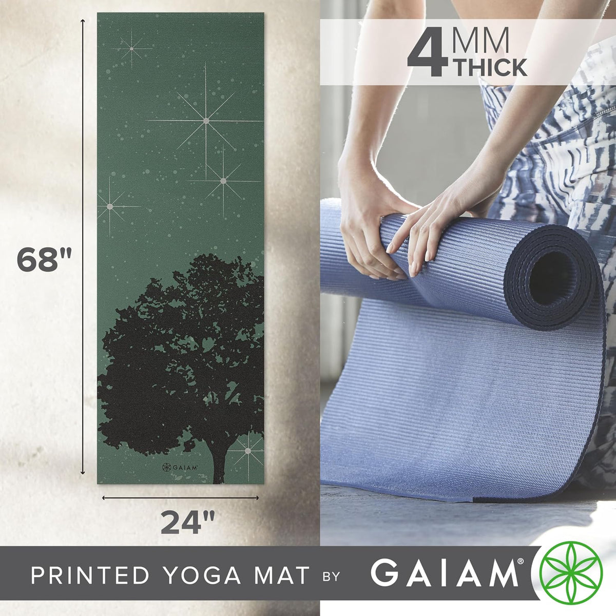 Yoga Mat Classic Print, 4mm Non-Slip Mat