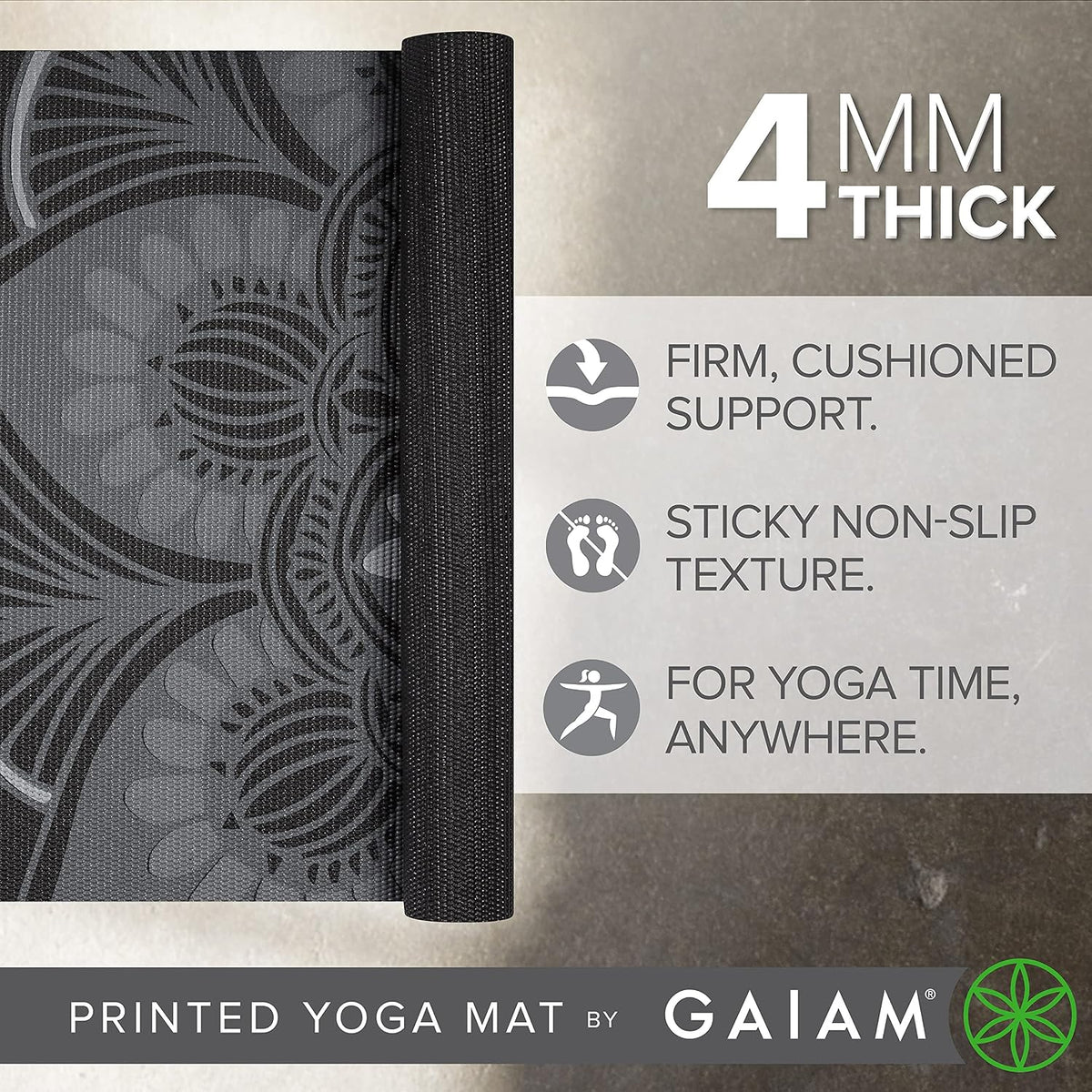 Yoga Mat Classic Print, 4mm Non-Slip Mat