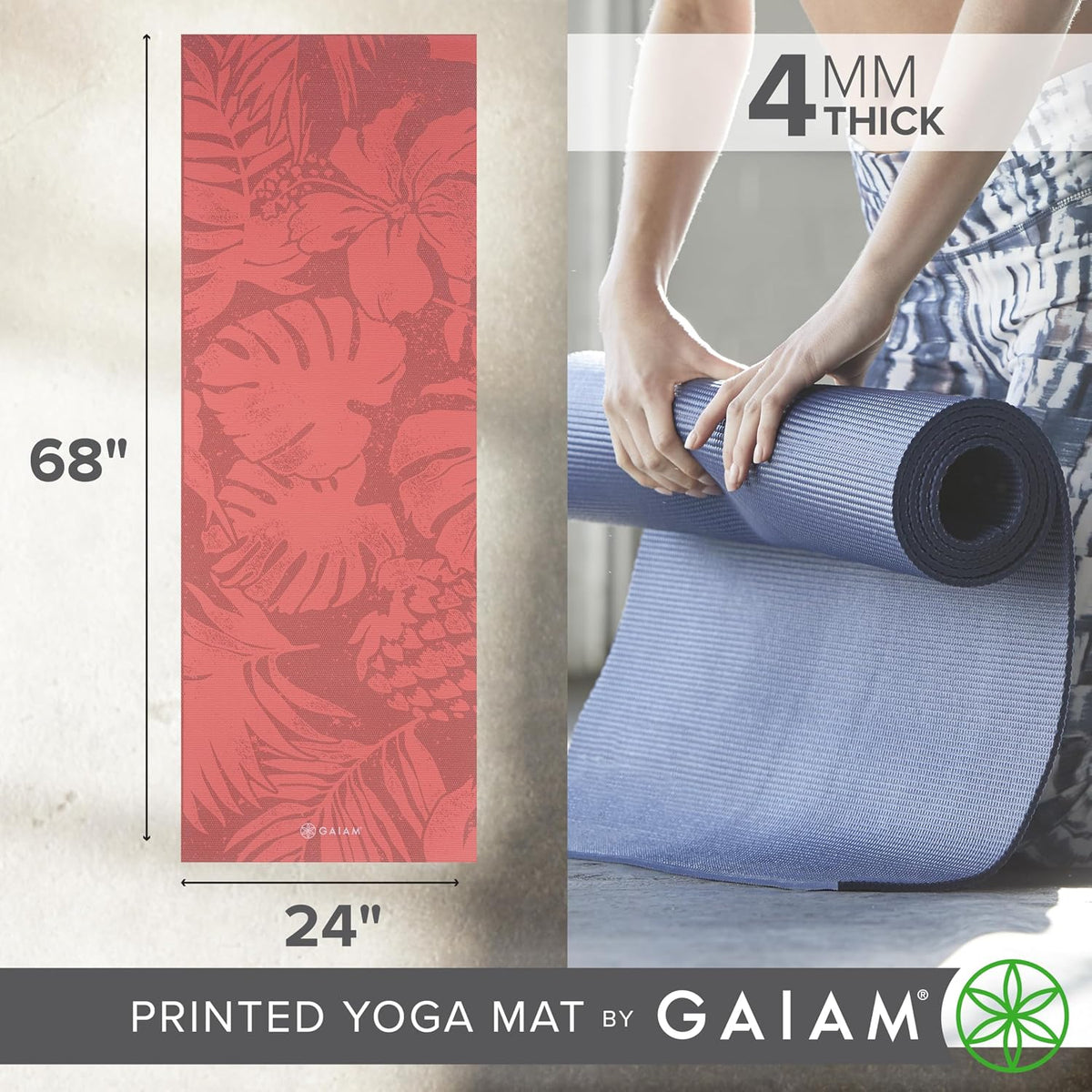 Yoga Mat Classic Print, 4mm Non-Slip Mat