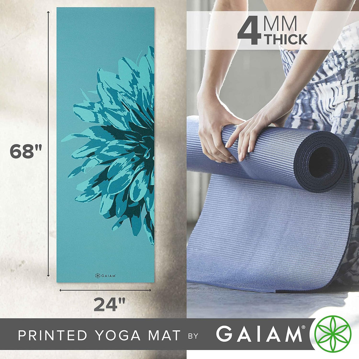Yoga Mat Classic Print, 4mm Non-Slip Mat
