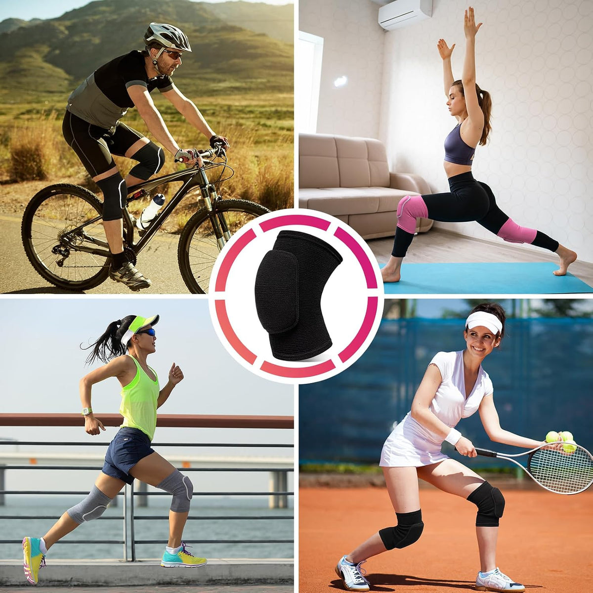 Volleyball Knee Pads,Knee Pads for Women,Men,Kids,Girls,Knee Brace for Basketball Volleyball Football Dance Yoga Tennis Running Cycling Workout Climbing (Black, Medium)