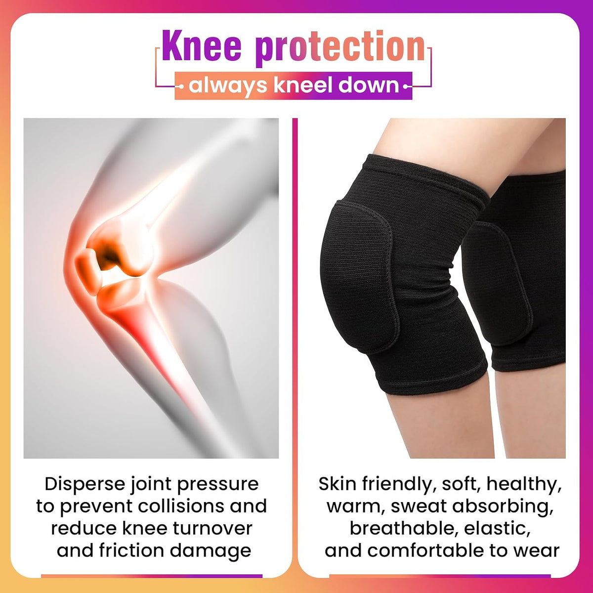 Volleyball Knee Pads,Knee Pads for Women,Men,Kids,Girls,Knee Brace for Basketball Volleyball Football Dance Yoga Tennis Running Cycling Workout Climbing (Black, Medium)