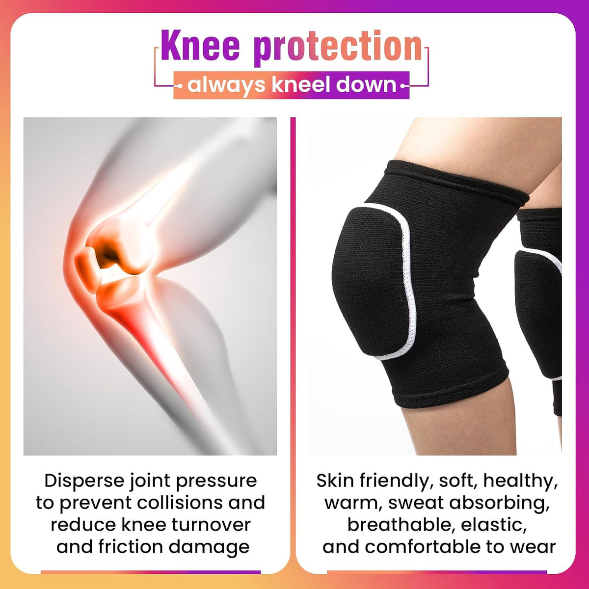 Volleyball Knee Pads,Knee Pads for Women,Men,Kids,Girls,Knee Brace for Basketball Volleyball Football Dance Yoga Tennis Running Cycling Workout Climbing (Black, Medium)