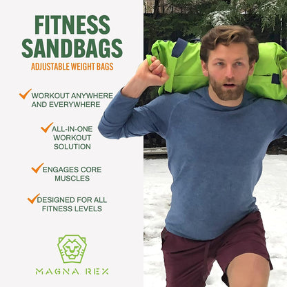 Sandbags for Working Out - 50 to 90 lbs - Adjustable Heavy Duty Equipment for Weight Training - 1 Outer, 3 Inner Sandbags - Portable Tough Workout - Non Slam