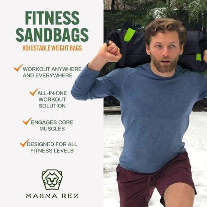 Sandbags for Working Out - 50 to 90 lbs - Adjustable Heavy Duty Equipment for Weight Training - 1 Outer, 3 Inner Sandbags - Portable Tough Workout - Non Slam