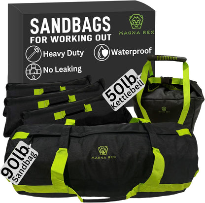 Sandbags for Working Out - 50 to 90 lbs - Adjustable Heavy Duty Equipment for Weight Training - 1 Outer, 3 Inner Sandbags - Portable Tough Workout - Non Slam