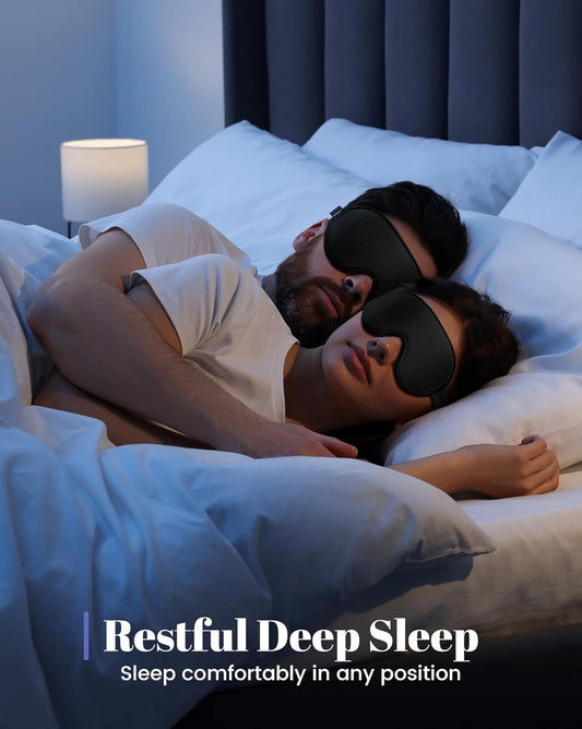 Sleep Mask for Men Women: Blackout Eye Masks for Sleep - 3D Breathable Soft Comfortable Eye Mask for Travel - Adjustable Light Blocking Night Masks for Sleeping