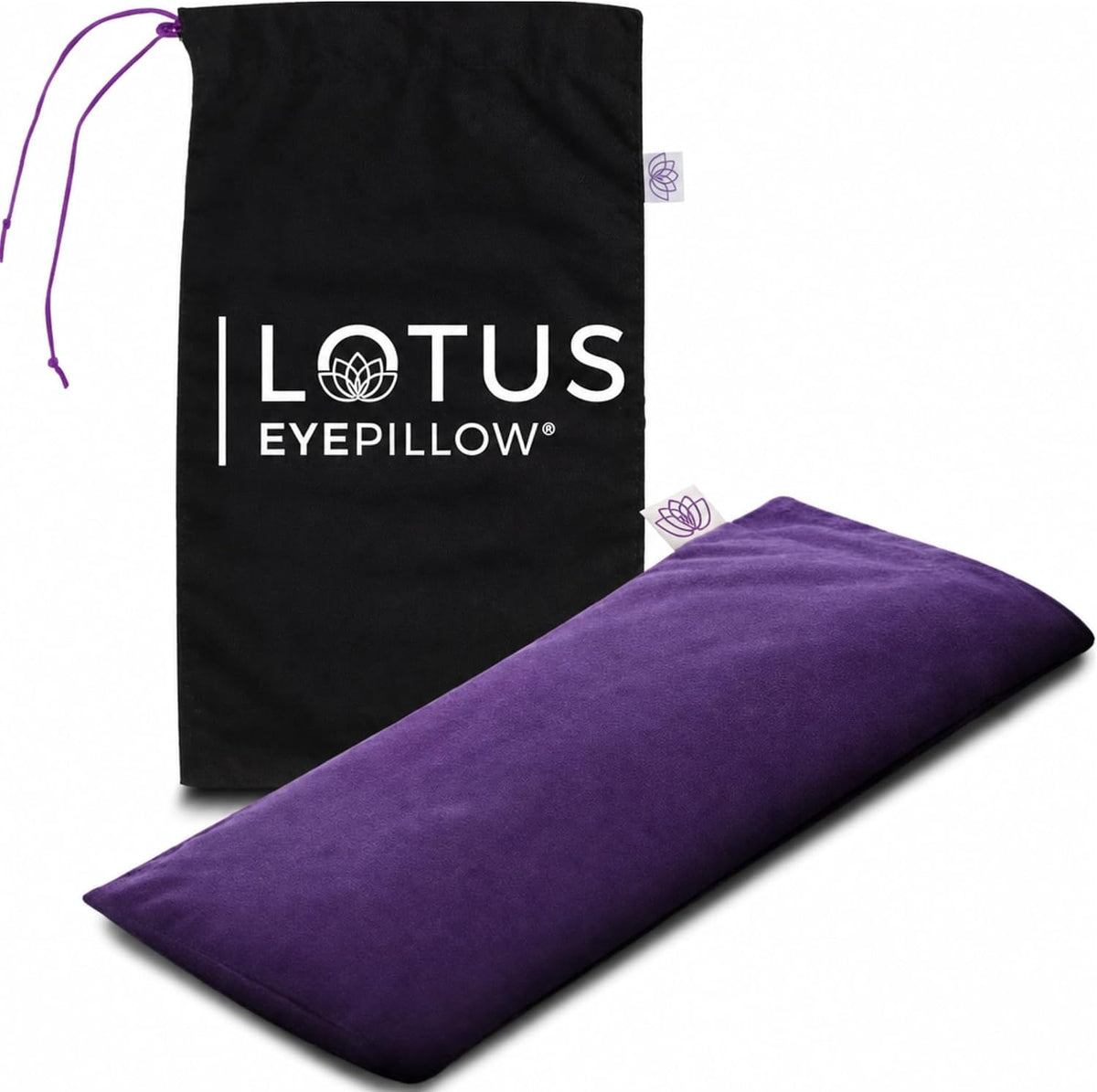 Lotus Lavender Eye Pillow - Weighted Mask for Yoga & Sleep | NOLAVA Sleep & Wellbeing App included; warm or cool headache relief; organic cotton, lavender-flaxseed fill.