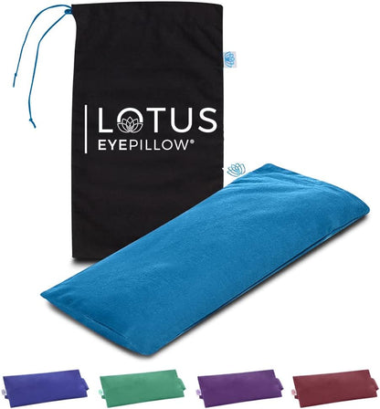 Lotus Lavender Eye Pillow - Weighted Mask for Yoga & Sleep | NOLAVA Sleep & Wellbeing App included; warm or cool headache relief; organic cotton, lavender-flaxseed fill.