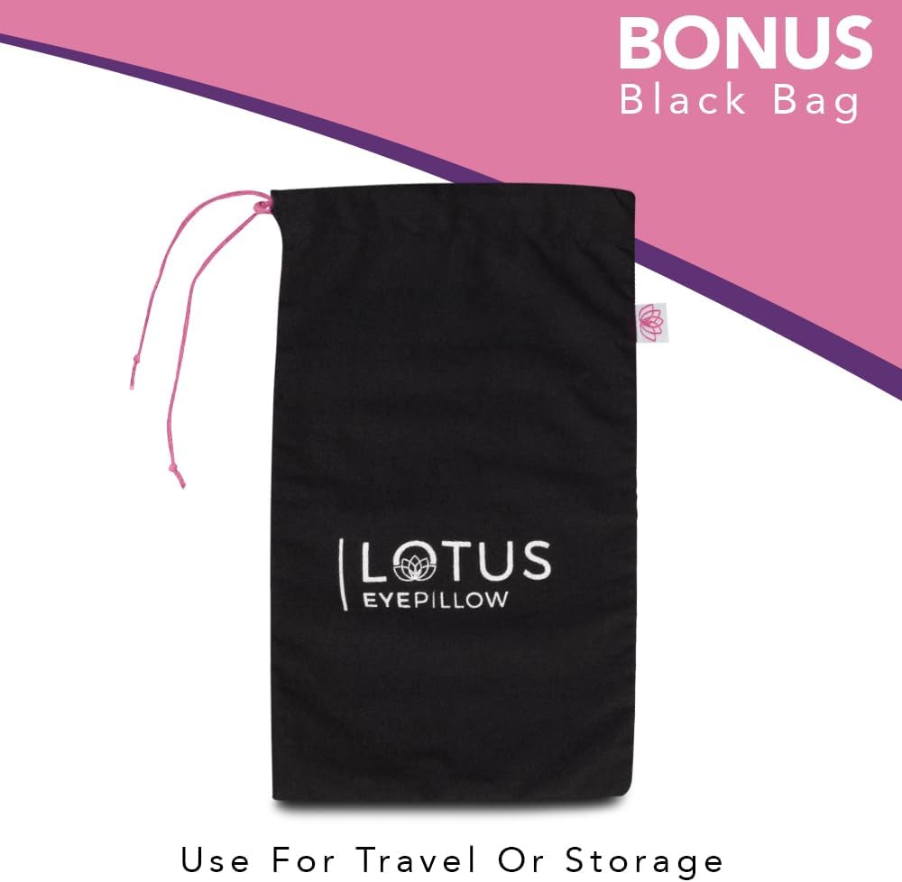 Lotus Lavender Eye Pillow - Weighted Mask for Yoga & Sleep | NOLAVA Sleep & Wellbeing App included; warm or cool headache relief; organic cotton, lavender-flaxseed fill.