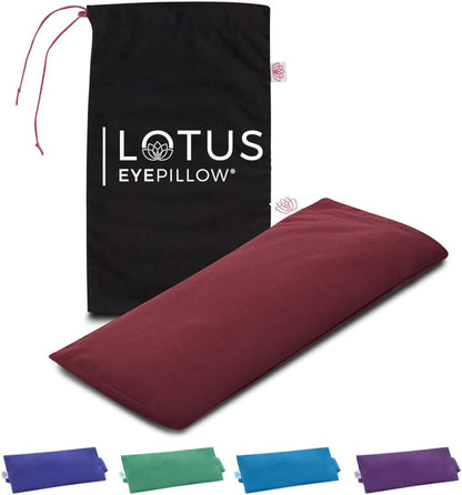 Lotus Lavender Eye Pillow - Weighted Mask for Yoga & Sleep | NOLAVA Sleep & Wellbeing App included; warm or cool headache relief; organic cotton, lavender-flaxseed fill.