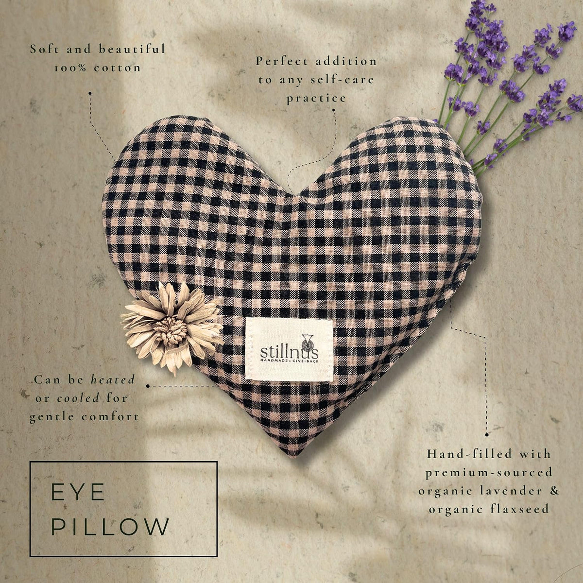 Weighted Heart Eye Pillow & Eye Mask Sunday Gingham Gift for Women