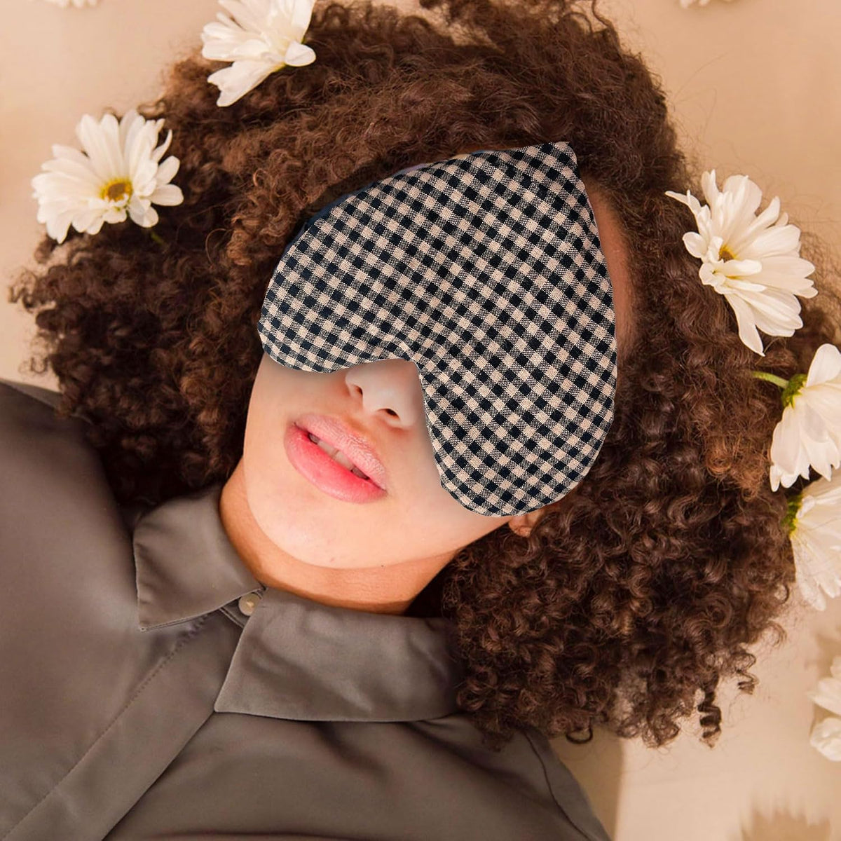 Weighted Heart Eye Pillow & Eye Mask Sunday Gingham Gift for Women