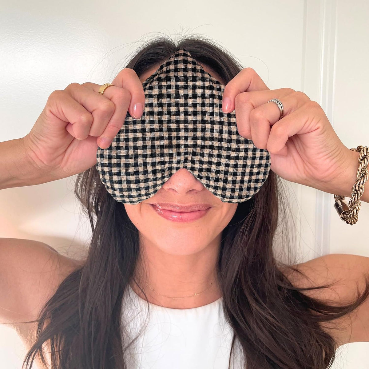 Weighted Heart Eye Pillow & Eye Mask Sunday Gingham Gift for Women