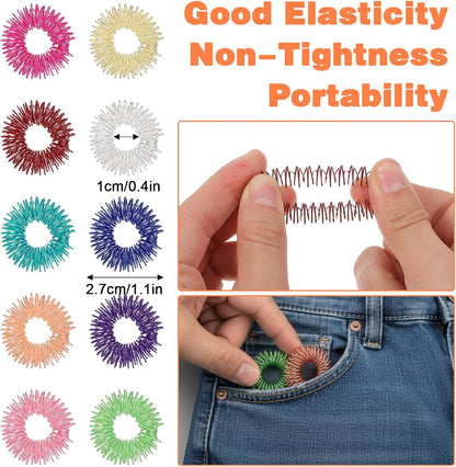 20 Pcs Acupressure Rings, Finger Massager Set Spiky Sensory Rings for Fingers Stress Relief Fidget Sensory Massager for Teens Adults