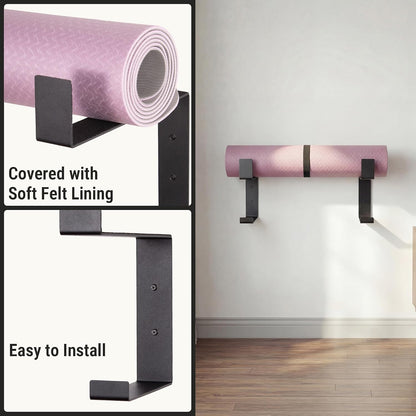 2-Tier Steel Yoga Mat Wall Mount, Adjustable Width, Holds 4 Mats