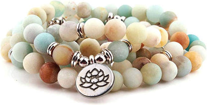 8mm 108 Mala Beads Wrap Bracelet Necklace for Yoga Charm Bracelet Natural Gemstone Jewelry for Women Men