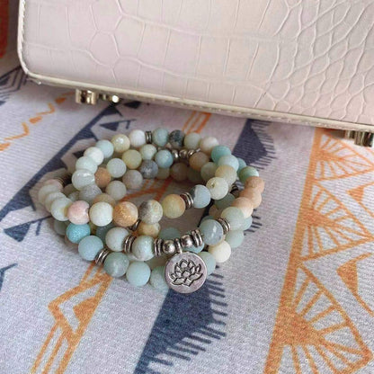 8mm 108 Mala Beads Wrap Bracelet Necklace for Yoga Charm Bracelet Natural Gemstone Jewelry for Women Men