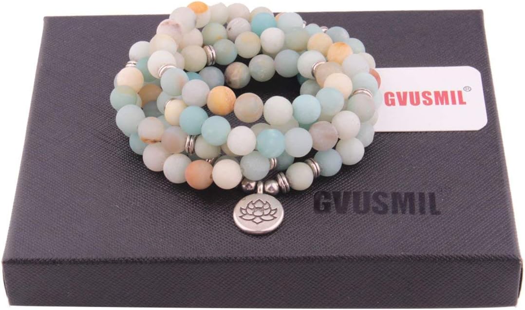 8mm 108 Mala Beads Wrap Bracelet Necklace for Yoga Charm Bracelet Natural Gemstone Jewelry for Women Men