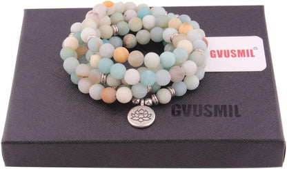 8mm 108 Mala Beads Wrap Bracelet Necklace for Yoga Charm Bracelet Natural Gemstone Jewelry for Women Men