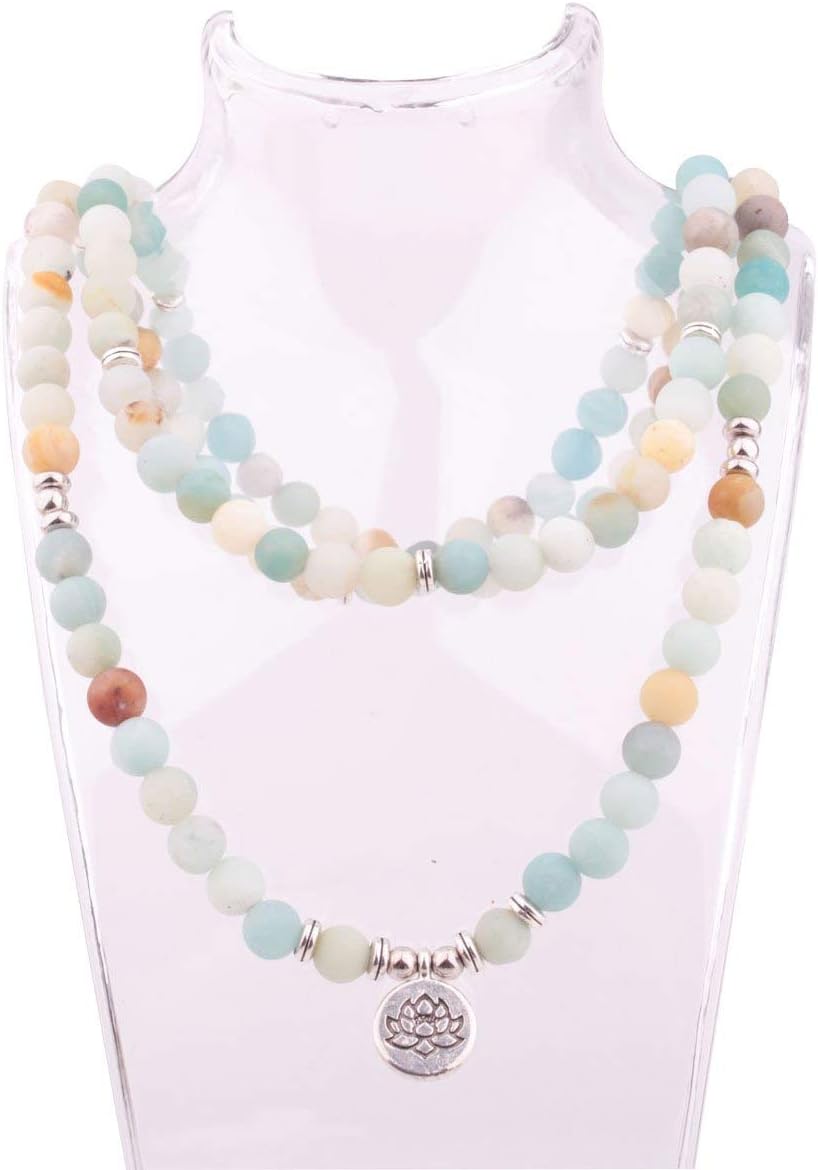 8mm 108 Mala Beads Wrap Bracelet Necklace for Yoga Charm Bracelet Natural Gemstone Jewelry for Women Men