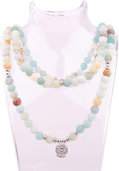 8mm 108 Mala Beads Wrap Bracelet Necklace for Yoga Charm Bracelet Natural Gemstone Jewelry for Women Men