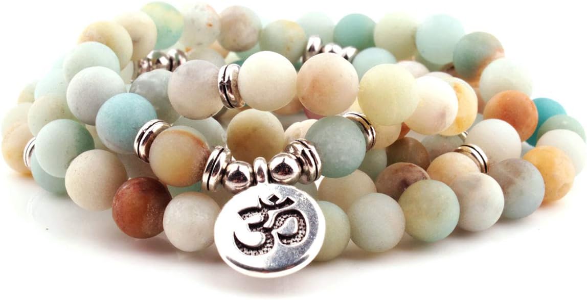 8mm 108 Mala Beads Wrap Bracelet Necklace for Yoga Charm Bracelet Natural Gemstone Jewelry for Women Men