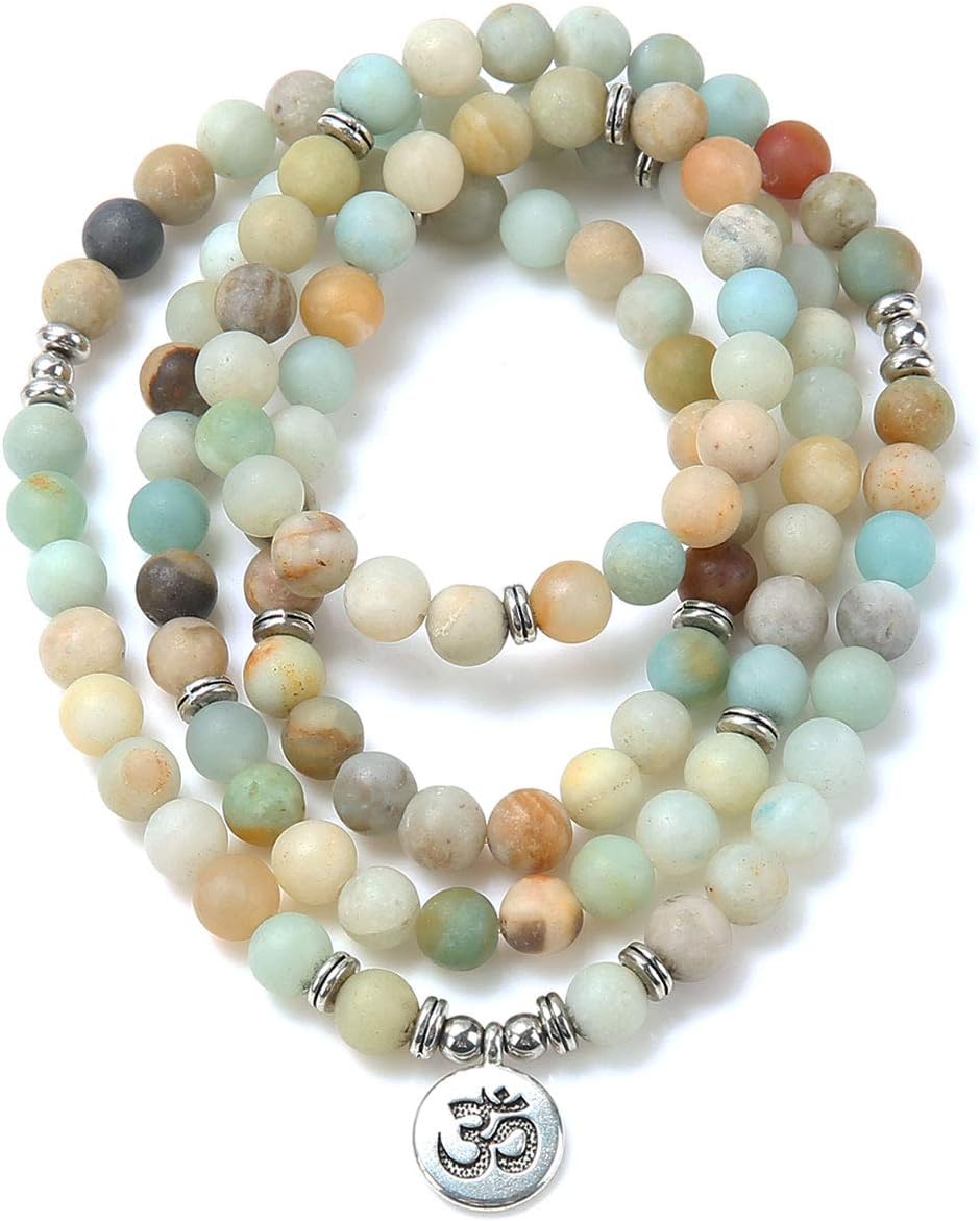 8mm 108 Mala Beads Wrap Bracelet Necklace for Yoga Charm Bracelet Natural Gemstone Jewelry for Women Men