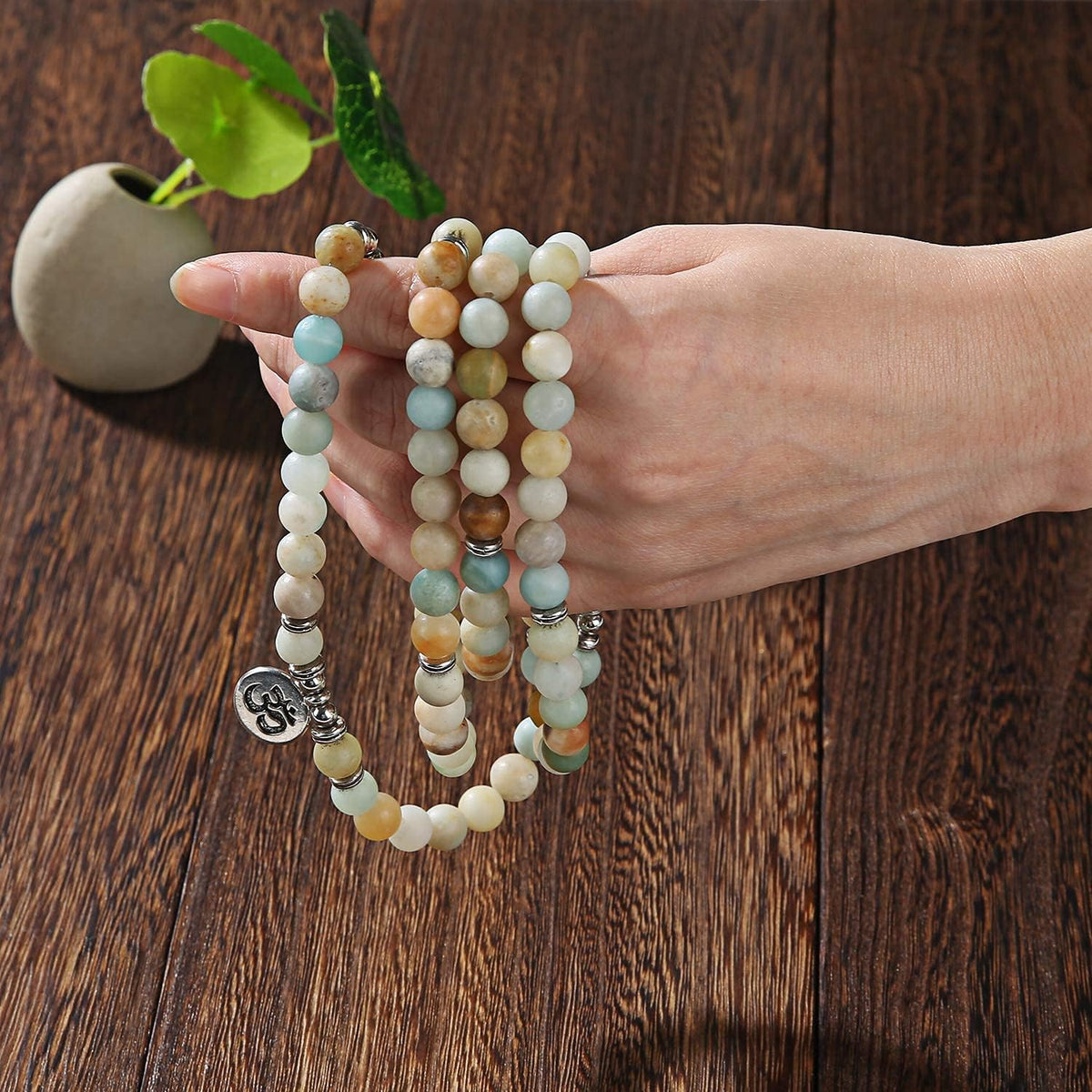 8mm 108 Mala Beads Wrap Bracelet Necklace for Yoga Charm Bracelet Natural Gemstone Jewelry for Women Men
