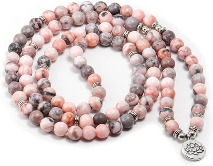 8mm 108 Mala Beads Wrap Bracelet Necklace for Yoga Charm Bracelet Natural Gemstone Jewelry for Women Men